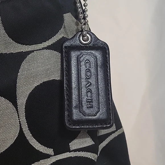 COACH Signature Purse with Silver accents  Black and Silver - Picture 4 of 11